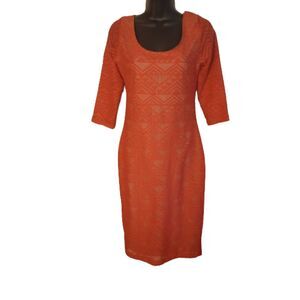 Fire Los Angeles Women's Size Medium Orange Sheath Knee Length Dress